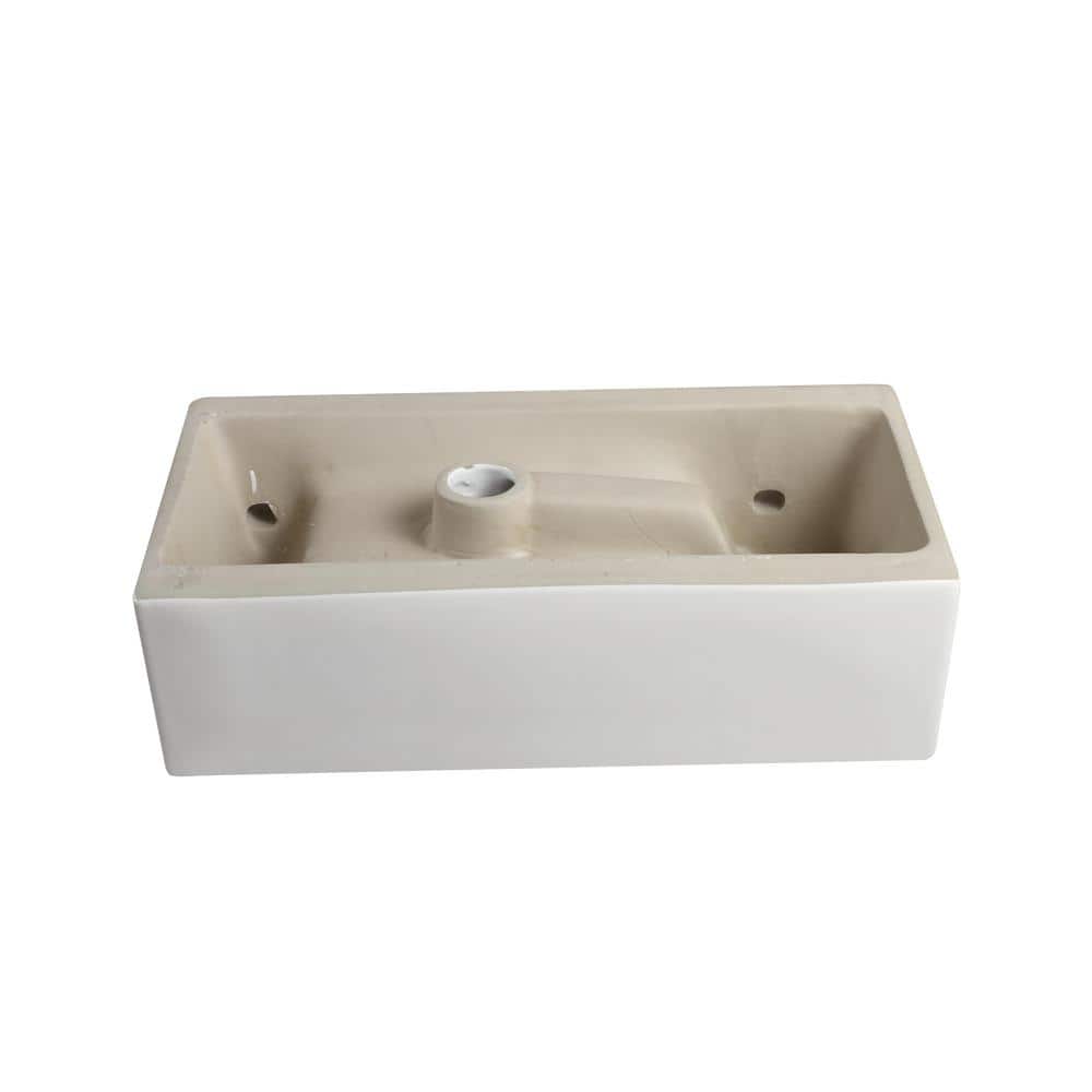 Compact White Ceramic Rectangular Wall-Mount Sink