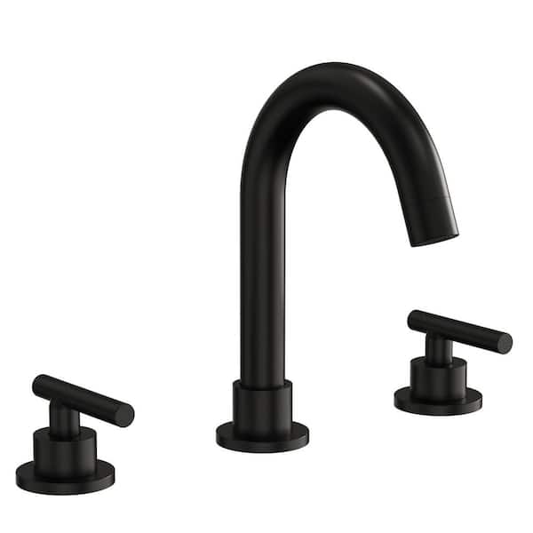 Waterfall High-Arc 8 in. Widespread Double Handle Bathroom Faucet 1 GPM in Matte Black Drain Not Included