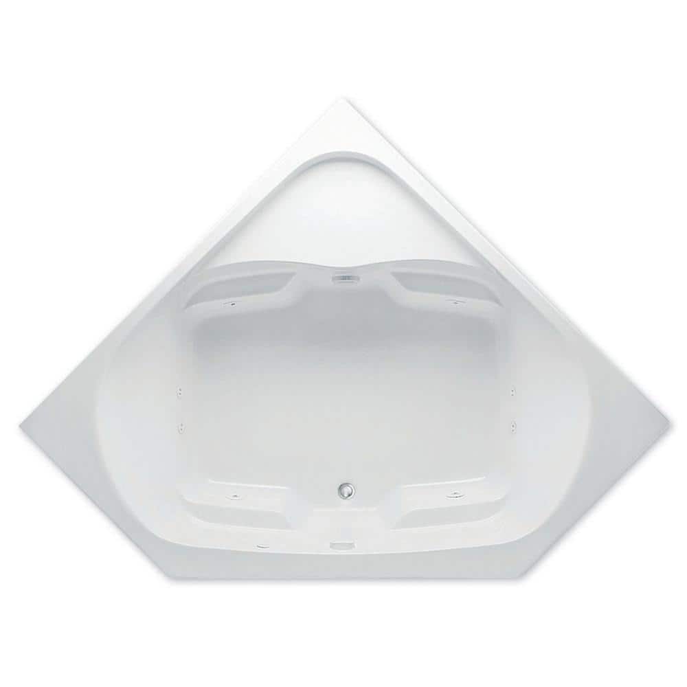 Cavalcade 60 in. Acrylic Corner Drop-In Whirlpool Bathtub Center Drain in W