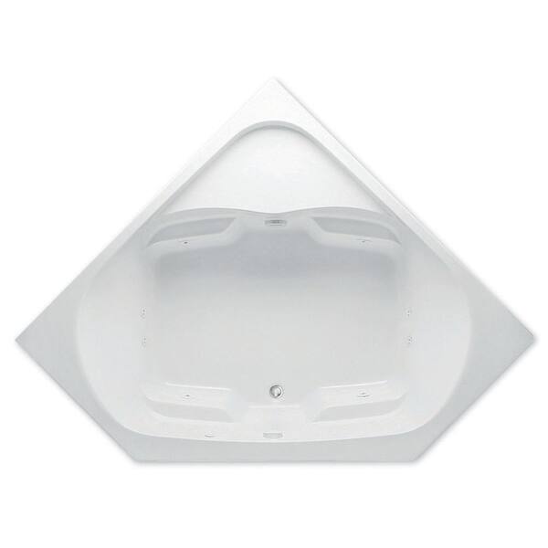 Aquatic Cavalcade 60 in. Acrylic Corner Drop-In Whirlpool Bathtub with Heater Center Drain in White