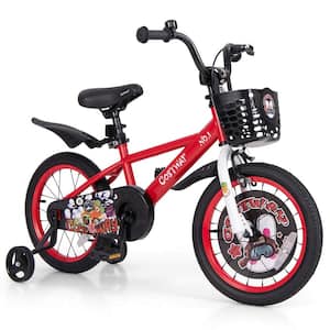 16 in. Kid's Bike for  4-Years to 7-Years Old with Height-Adjustable Handlebar and Saddle Handbrake Red