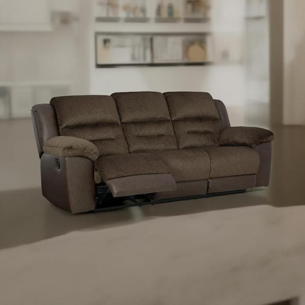 Orman Chocolate Brown Faux Leather Glider Recliner Manual Sofa