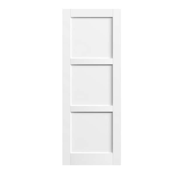 30 in. x 80 in. 3 Panel MDF, White Primed Wood, Pre-Finished Door Panel Interior Door Slab