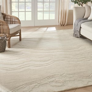 Graceful Ivory 9 ft. x 12 ft. Abstract Contemporary Area Rug