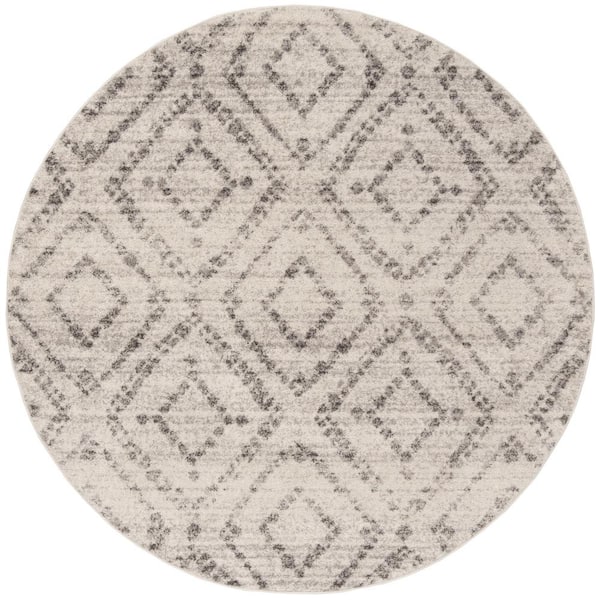 SAFAVIEH Adirondack Light Gray/Gray 12 ft. x 12 ft. Multi-Diamonds Round Area Rug
