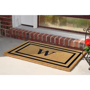 22 in. x 36 in. Heavy Duty Black Thin Double Picture Frame Monogrammed W Coco Door Mat