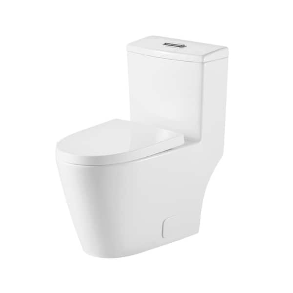 Eridanus 1-Piece Dual Flush 1.2 GPF/0.8 GPF Elongated High Efficiency Skirted Toilet All-in-One Toilet in White Seat Included