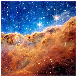 Mountains of the Carina Nebula II Free Floating Reverse Unframed Printed Tempered Glass Wall Art 38 in. x 38 in.