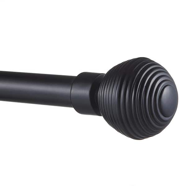 Modern Layer 66 in. - 120 in. Adjustable 1 in. Single Curtain Rod Kit in Matte Black with Finial