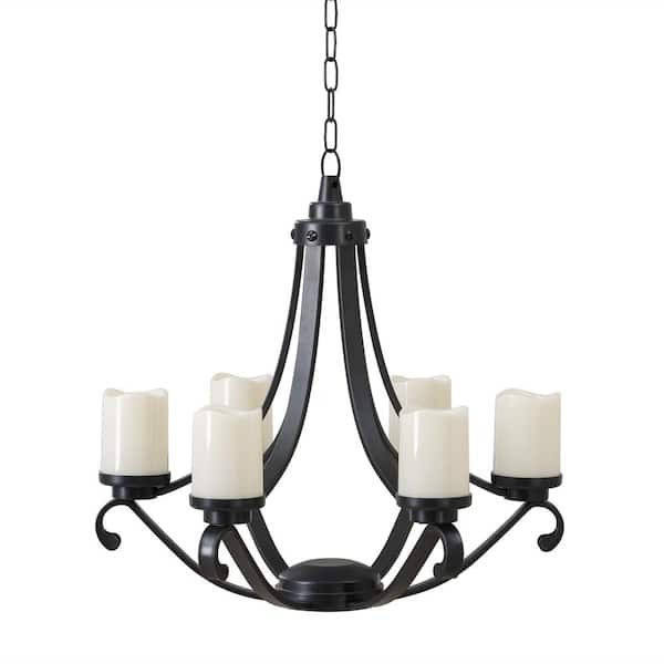 Sunjoy Traditional Outdoor Battery Powered 6-Light LED Chandelier