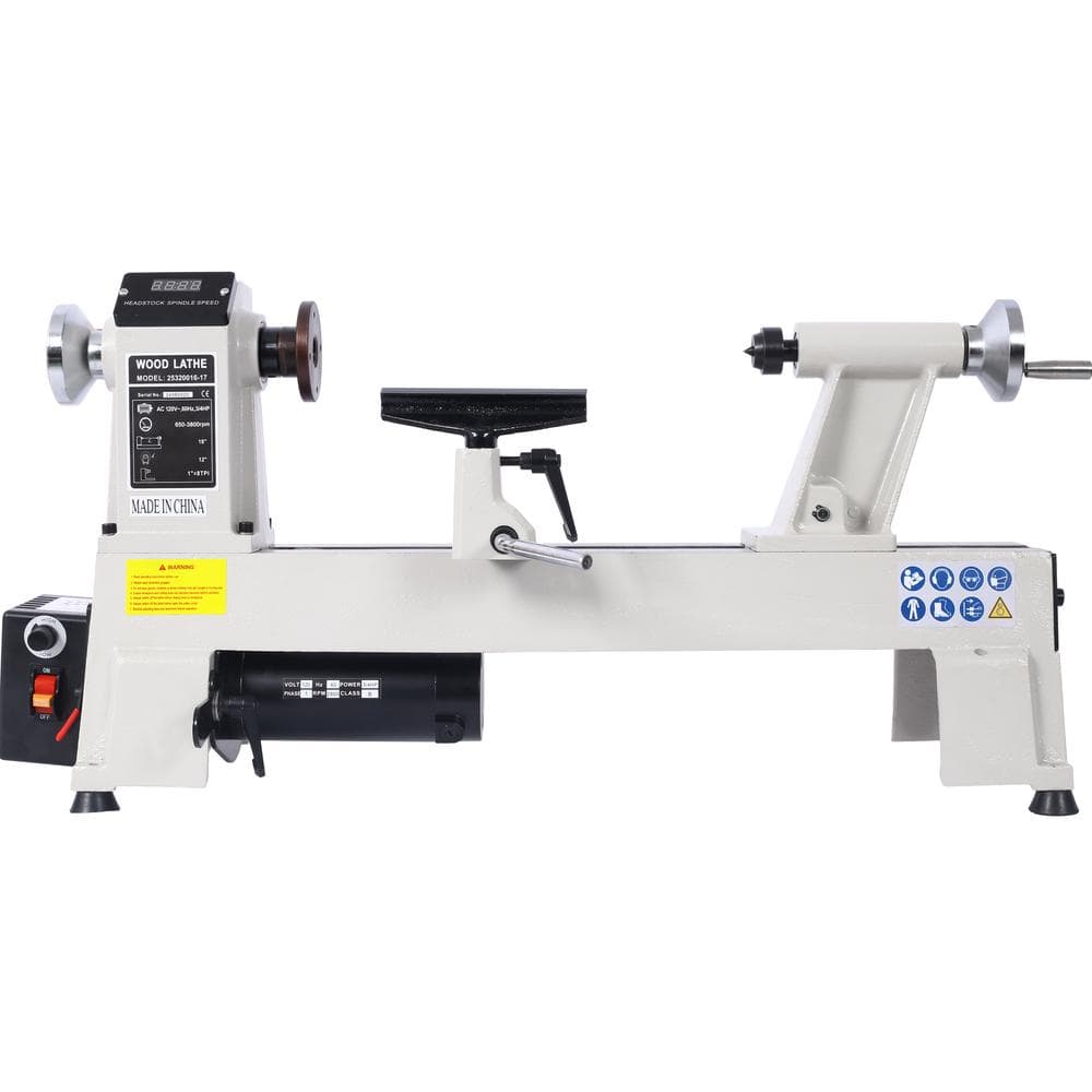 18 in. x 12 in. Benchtop Wood Lathe Machine with Infinitely Variable Speed 650-3800 RPM price history on PriceWatchPro
