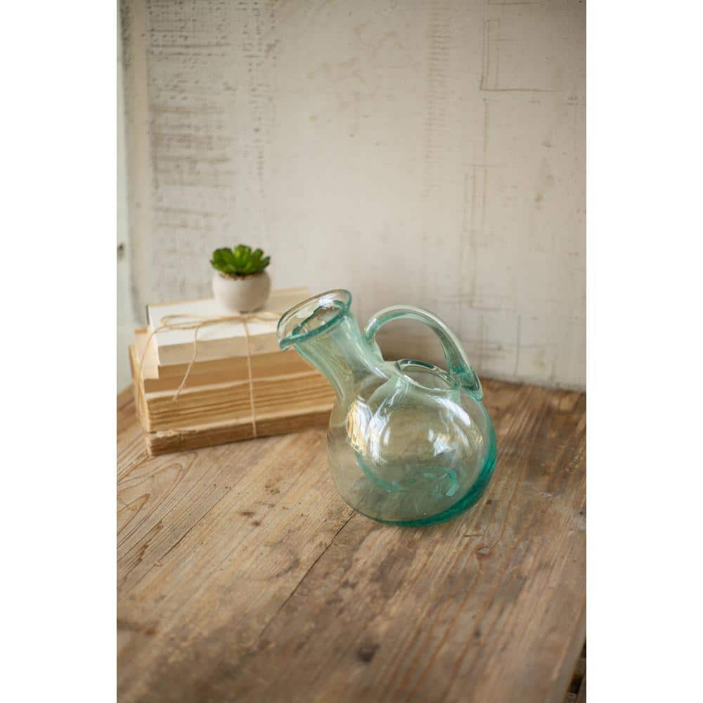 Tilted Clear Glass Wine Decanter with Ice Pocket