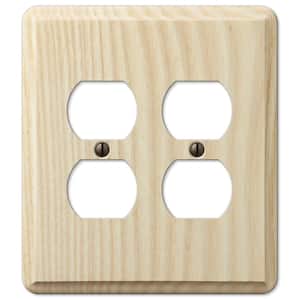 Contemporary 2 Gang Duplex Wood Wall Plate - Unfinished Ash