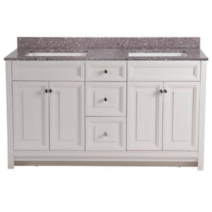 Brinkhill 61 in. W x 22 in. D Bathroom Vanity in Cream with Stone Effect Vanity Top in Mineral Gray with White Sink