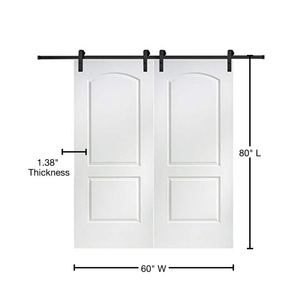 Primed Black Solid Core Bi-Parting Barn Door Kit