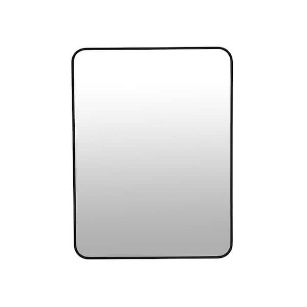 24 in. W x 32 in. H Large Rectangular Aluminum Alloy Framed Wall Mount Bathroom Vanity Mirror in Matte Black