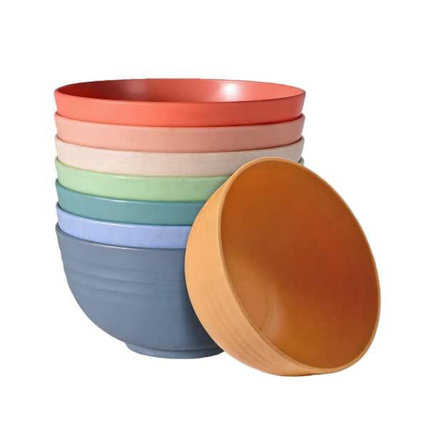 26 fl. oz. Assorted Colors Plant Fiber Cereal Bowl w/ Microwave and Dishwasher Safe for Kitchen Soup and Salad (8-Pack)