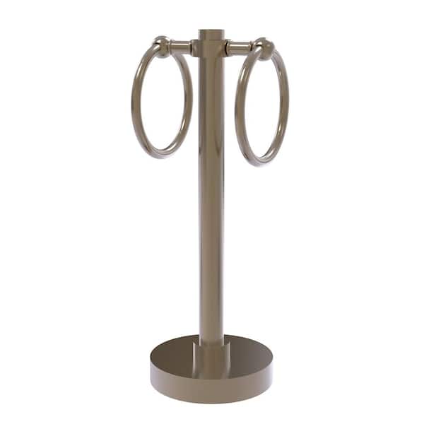 Allied Brass Vanity Freestanding Top 2-Towel Ring Guest Towel Holder in Antique Pewter