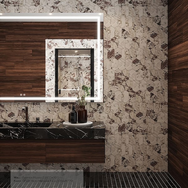 Jeffrey Court Nero Marquina Black 2 in. x 8 in. Polished Subway