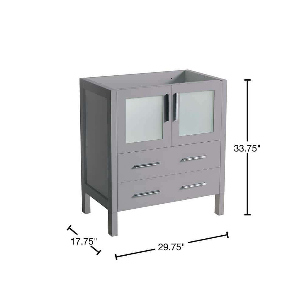 Gray Engineered Wood Freestanding Single Sink Vanity Base with Frosted Glass Doors