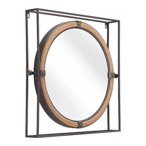 HomeRoots 23.6 in. x 21.7 in. Classic Square Framed Gray Vanity Mirror