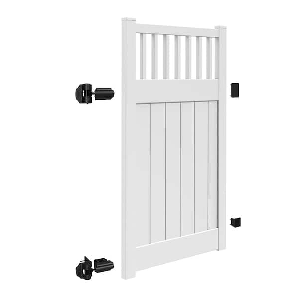 Rainier 4 ft. x 6 ft. White Vinyl Closed Picket Fence Gate