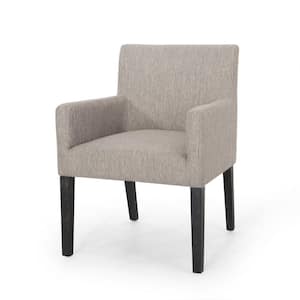 Vensel Espresso and Light Gray Fabric Arm Chair