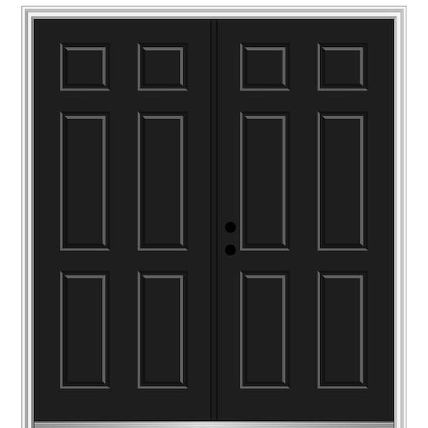 MMI Door 72 in. x 80 in. Classic Right-Hand Inswing 6-Panel Painted Fiberglass Smooth Prehung Front Door with Brickmould