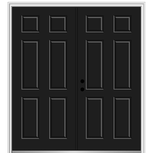 60 in. x 80 in. Classic Right-Hand Inswing 6-Panel Painted Fiberglass Smooth Prehung Front Door with Brickmould