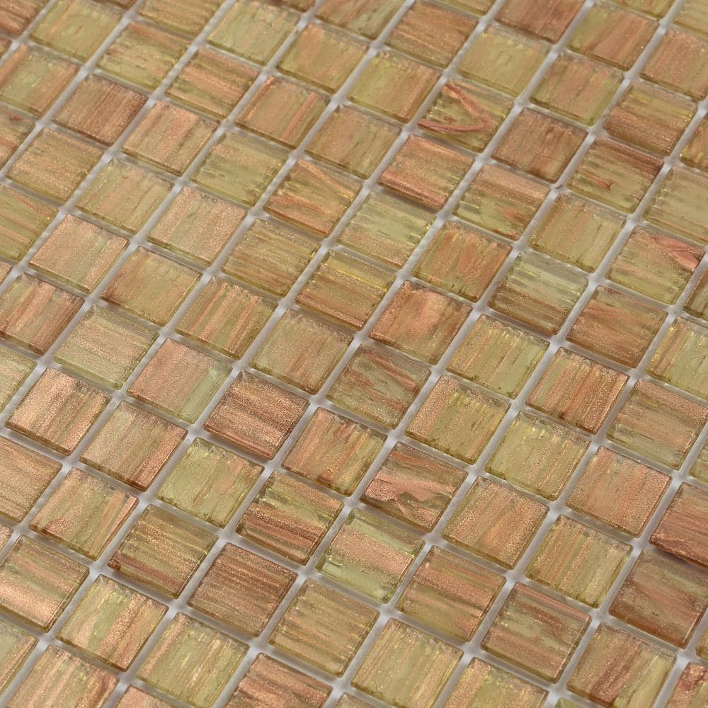Tortilla Brown Iridescent Glass Mosaic Wall and Floor Tile