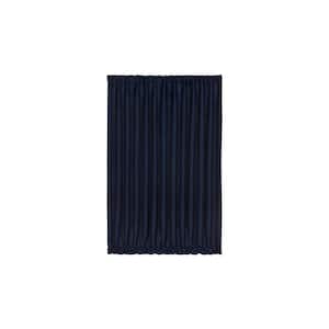 Darcy 54 in. W x 40 in. L Solid Polyester Rod Pocket Light Filtering Door Panel Curtain in Navy with Tieback