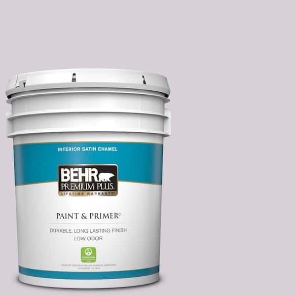 BEHR PREMIUM PLUS 5 gal. #670E-3 Lilac Mauve Satin Enamel Low Odor Interior Paint & Primer