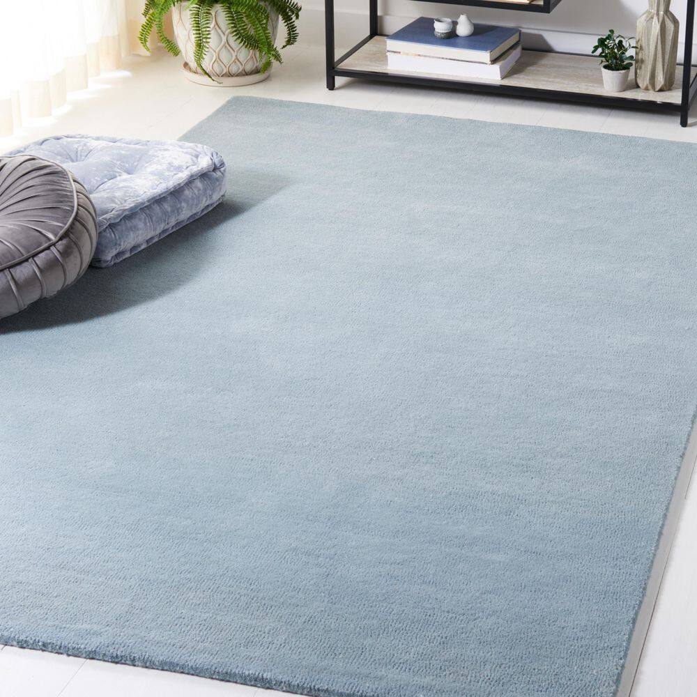 Handmade Fifth Avenue 5' Square Blue Tufted Wool Area Rug
