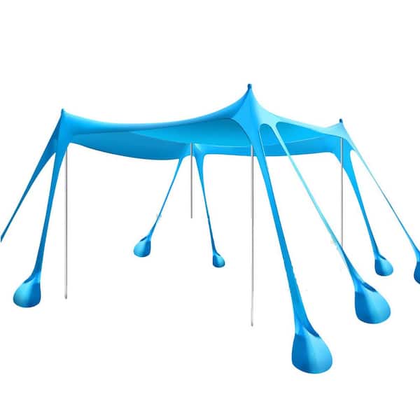 SenQWFa 10 ft. x 10 ft. Blue Beach Tent Sun Shelter Ultimate UPF 50 Plus Protection, Wind-Resistant, and Spacious Outdoor Canopy