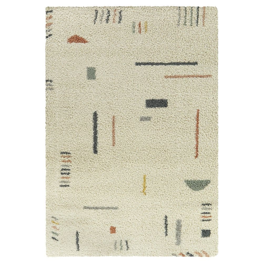 Multicolor Cream Synthetic Shag Kids' Rectangular Area Rug 4' x 6'