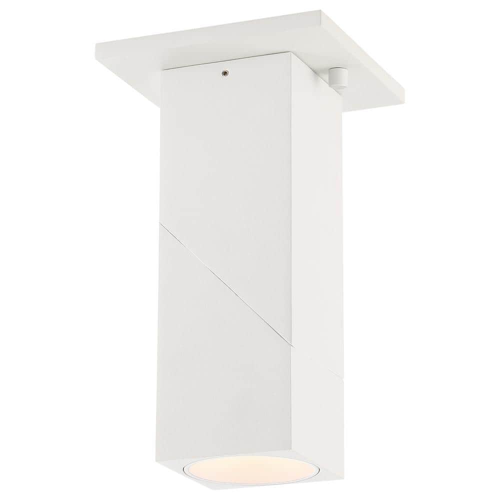 Transformer 3 in. Transitional White, Clear Integrated LED Flush Mount
