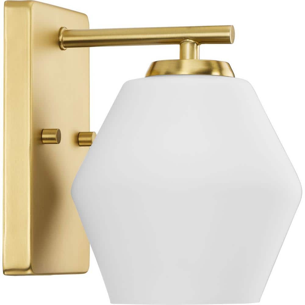 Brushed Gold and Opal Glass Vanity Light