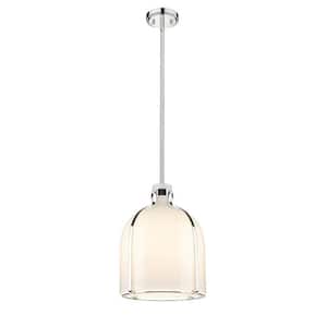 Pearson 12.25 in. 1-Light Polished Nickel Globe Pendant Light with White Opal Glass Shade