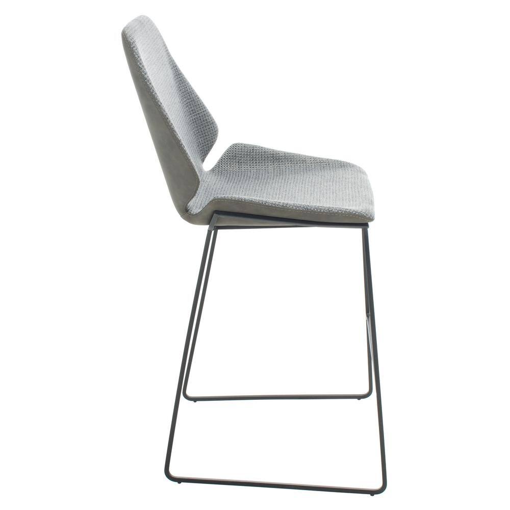 Masami Grey & Black Saddle Style Wood & Metal Counter Stool