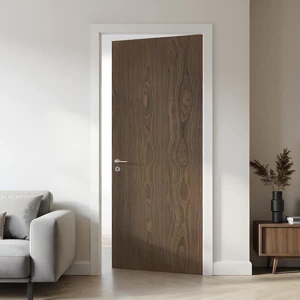 CALHOME 38 in. x 96 in. Walnut Texture Flush Hollow Core Veneer