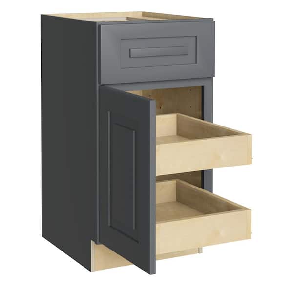 Home Decorators Collection Grayson 18 in. W x 24 in. D x 34.5 in. H Assembled Plywood Base Kitchen Cabinet in Deep Onyx with 2ROT Soft Close LH