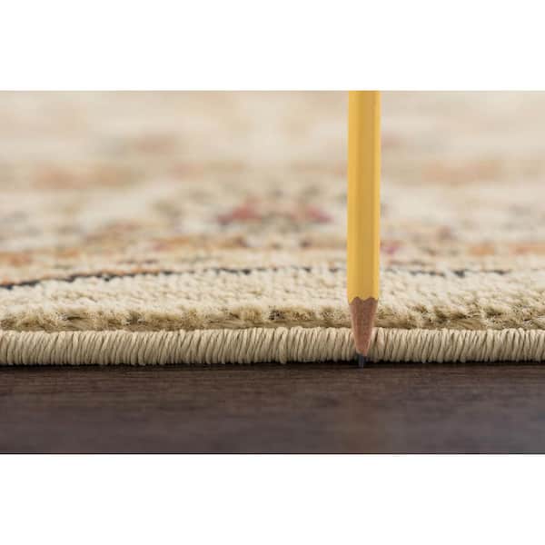 Elegance Floral Beige 7 ft. x 10ft. Oval Indoor Area Rug