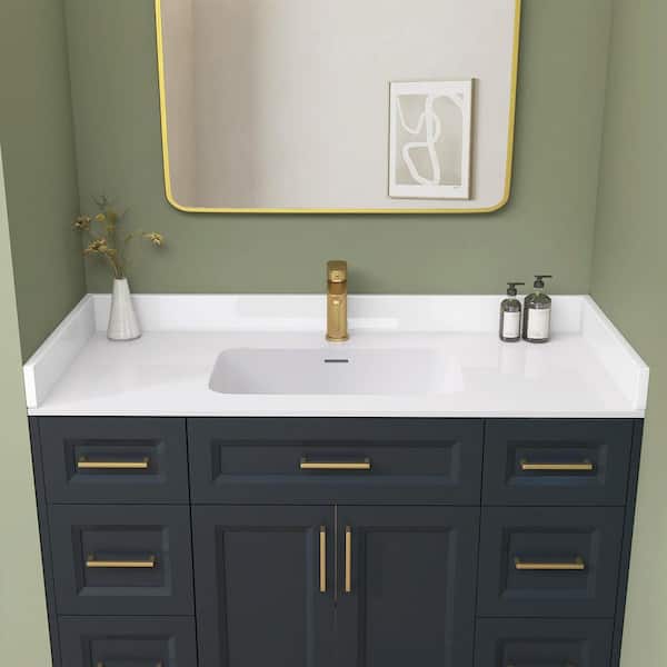Getpro 48 in. W x 3.5 in. H White Bathroom Vanity Backsplash Solid