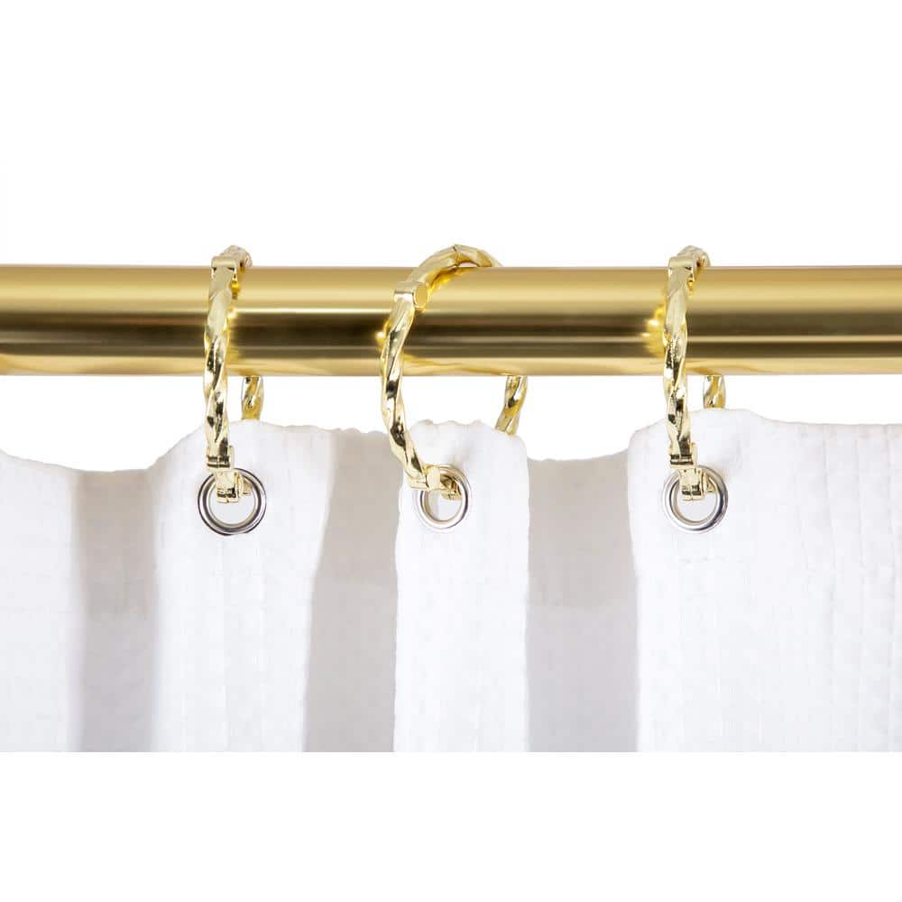 Gold Polished Aluminum D-Shaped Ceiling Mounted Shower Curtain Rod