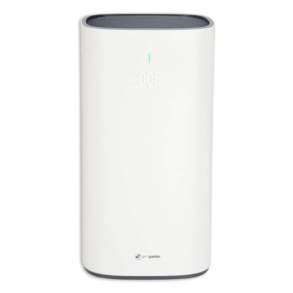1440 sq. ft. 360° HEPA Filter Console Air Purifier 19 in. White for Home, UV-C, Air Quality Monitor, Smoke, Dust, Odors