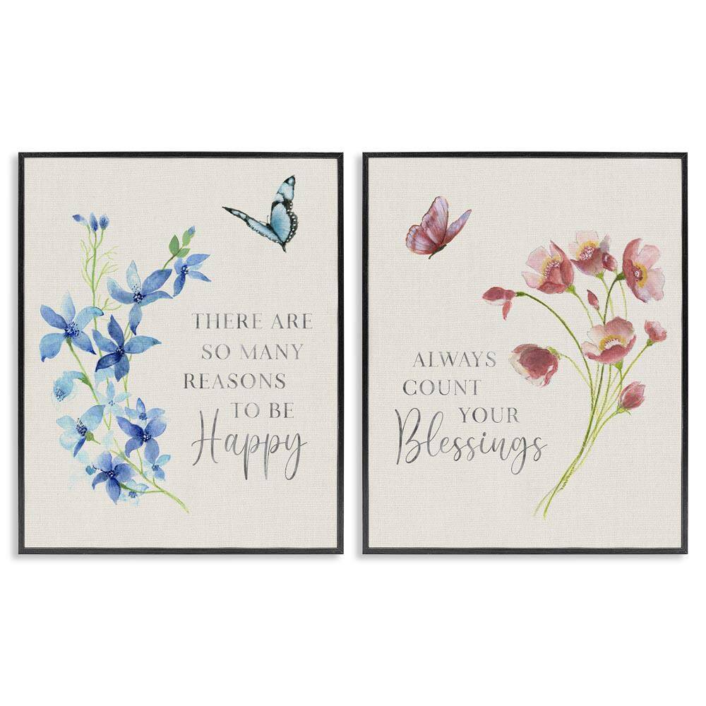 Inspiring Words with Florals by Tava Studios 2 Piece Black Framed Typography Giclee Art Print 14 in. x 11 in. price history on PriceWatchPro