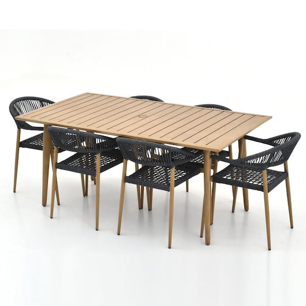 Loto 7-Piece Aluminum Outdoor Serving Bar Set inclue Umbrella Hold