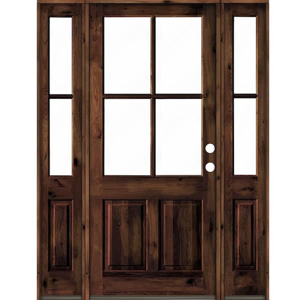 Krosswood Doors 70 in. x 96 in. Alder Left-Hand/Inswing 4-Lite