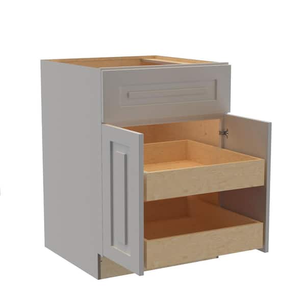 Home Decorators Collection Grayson 24 in. W x 24 in. D x 34.5 in. H Assembled Plywood Base Kitchen Cabinet in Pearl Gray with Spice Soft Close