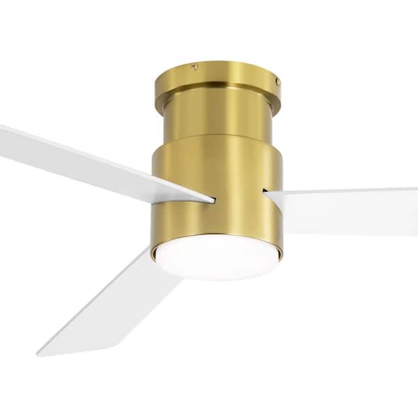 Breezary Sawyer IV 52 in. Integrated LED Indoor White-Blade Gold Ceiling Fan with Light and Remote Control Included